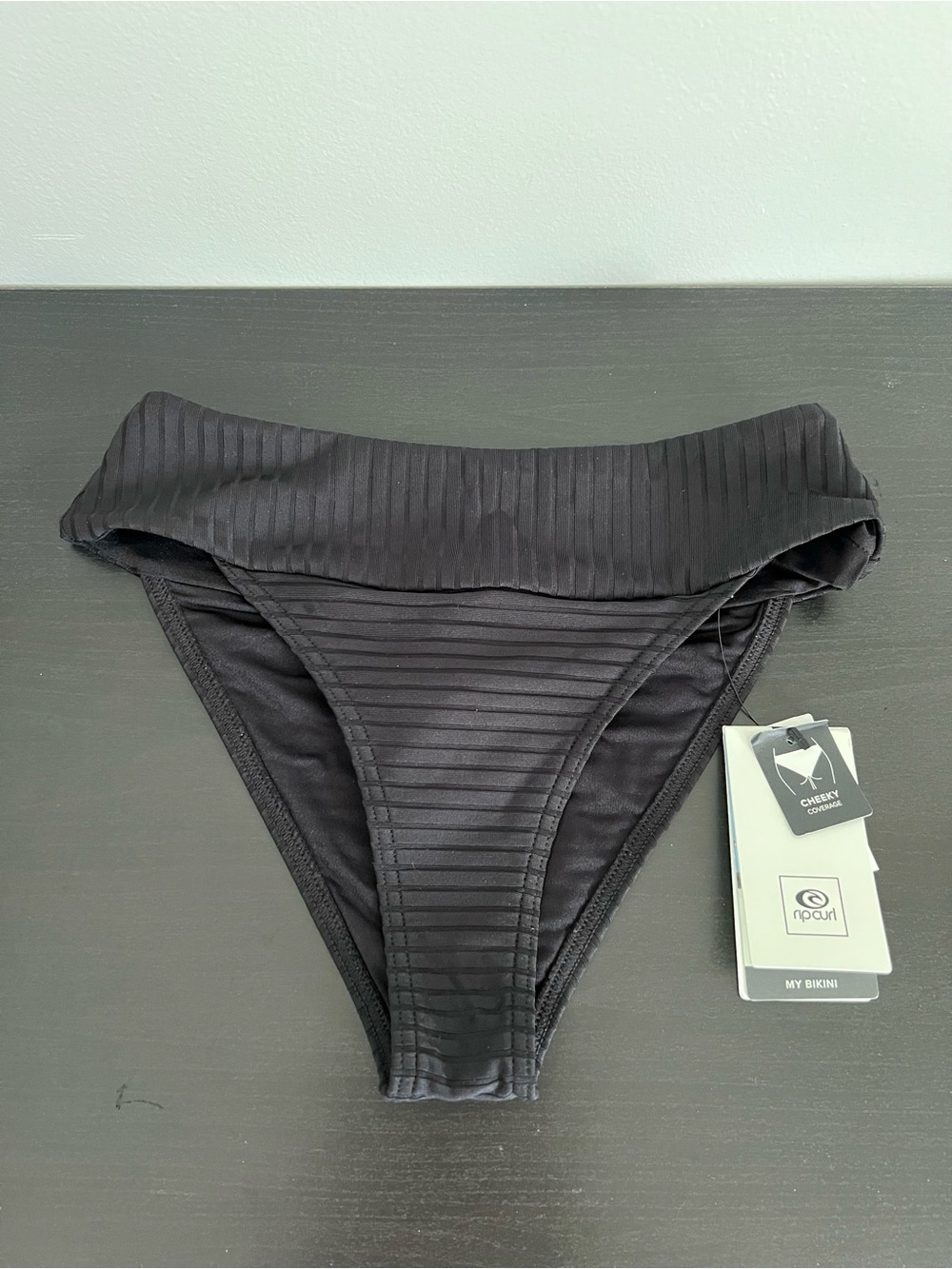 RipCurl Black Ribbed Cheeky Bikini Bottom | XS